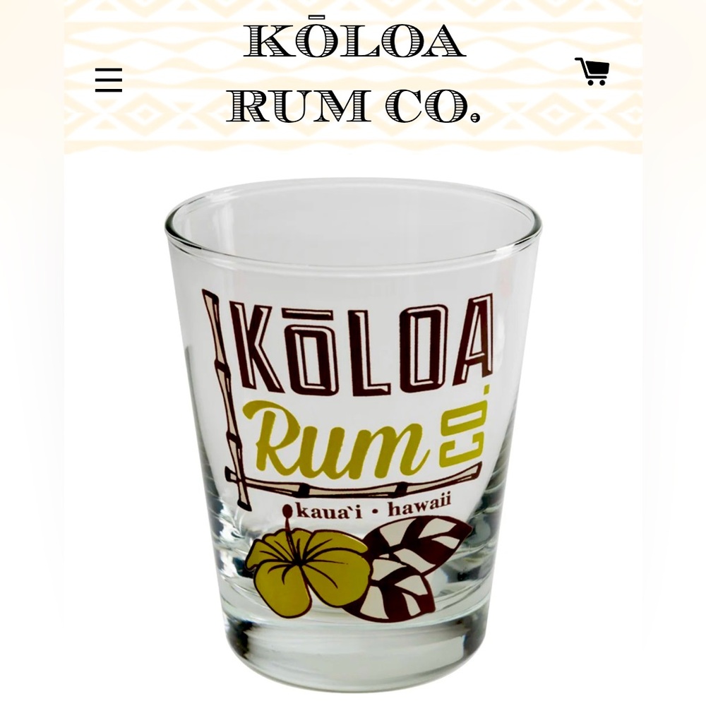 🍹 Koloa Rum Co DOF Kauai Hawaiian glass bamboo NWT sugarcane rocks lowball